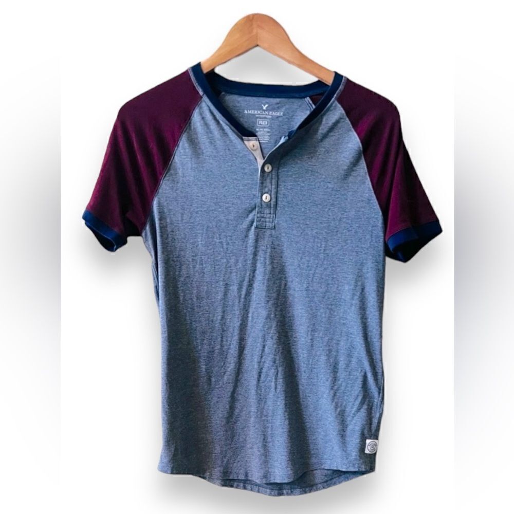 American Eagle Outfitters Flex Men's Short Sleeve Button-Up T-Shirt XS-M Gray‎